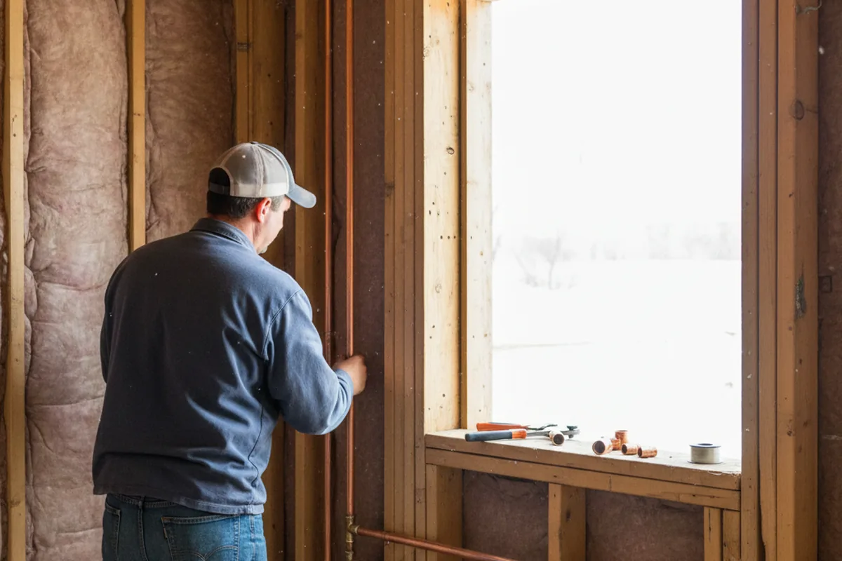 Licensed plumber running new copper supply lines in a Basehor home