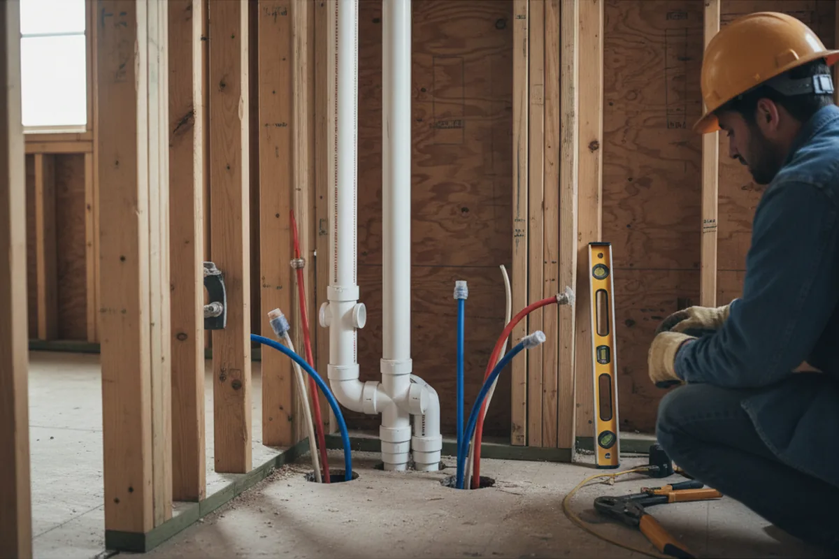 Drain and supply rough-in during Sump Pump Repair in Basehor