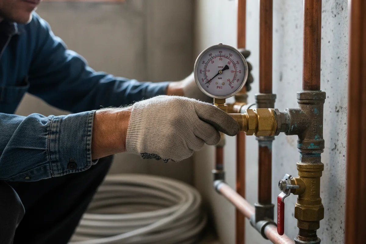 Pressure testing a repaired line during Water Line Repair in Basehor